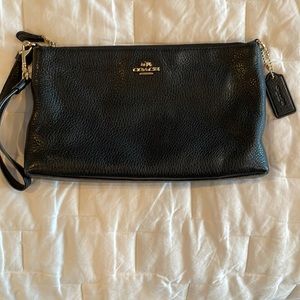 Beautiful black leather Coach wristlet/clutch